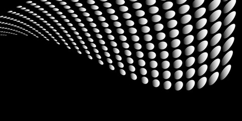 Wall Mural - Black and white Monochrome Halftone Pattern Background with Dotted Circles. Spiraling dots radiating from the center, evoking a sense of modern elegance. pattern metal grid background. Illustration.