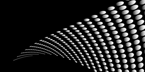Wall Mural - Black and white Monochrome Halftone Pattern Background with Dotted Circles. Spiraling dots radiating from the center, evoking a sense of modern elegance. pattern metal grid background. Illustration.