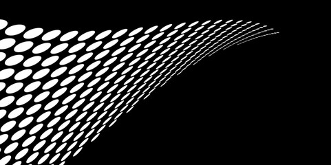 Wall Mural - Black and white Monochrome Halftone Pattern Background with Dotted Circles. Spiraling dots radiating from the center, evoking a sense of modern elegance. pattern metal grid background. Illustration.