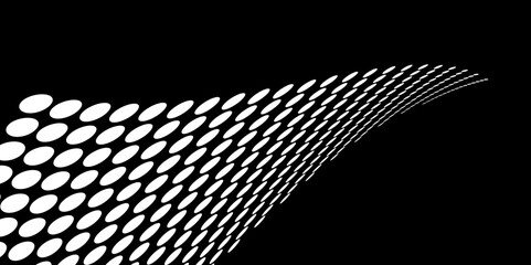 Wall Mural - Black and white Monochrome Halftone Pattern Background with Dotted Circles. Spiraling dots radiating from the center, evoking a sense of modern elegance. pattern metal grid background. Illustration.