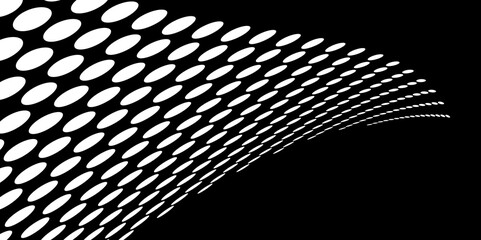 Wall Mural - Black and white Monochrome Halftone Pattern Background with Dotted Circles. Spiraling dots radiating from the center, evoking a sense of modern elegance. pattern metal grid background. Illustration.