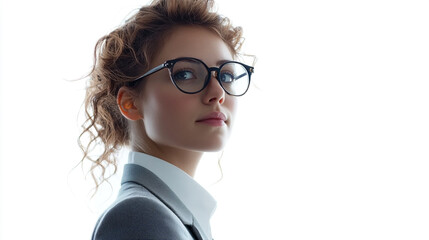 Poster - Portrait of a Young Businesswoman Wearing Glasses Stylish Professional Woman Corporate Image Girl   