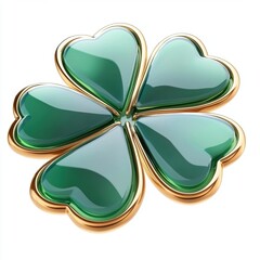 Wall Mural - Green Shamrock Clover with gold edges, isolated on white