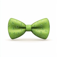 Wall Mural - Green Bow Tie with tiny clover prints, isolated on white