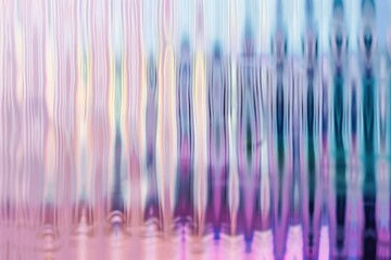 Poster - A vibrant, abstract image with vertical lines and soft colors, creating a dreamy, distorted effect reminiscent of light reflections.