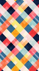 Poster - A vibrant, geometric pattern featuring colorful, diagonal stripes creating a modern plaid design.