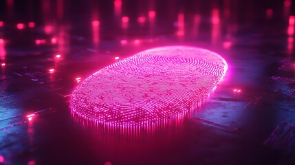 Aufkleber - Glowing pink fingerprint on a dark, futuristic surface.
