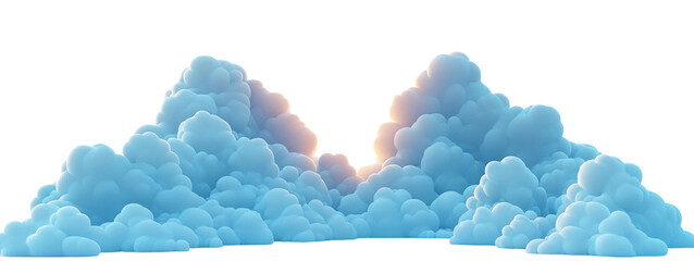 Golden sunlight breaking through blue clouds at sunrise nature scene isolated on transparent background