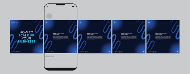 Wall Mural - business carousel post template for advertising, set of carousel post for instagram and linkedin, ed