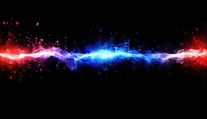 Wall Mural - red blue energy clashing, dark background, digital art, banner