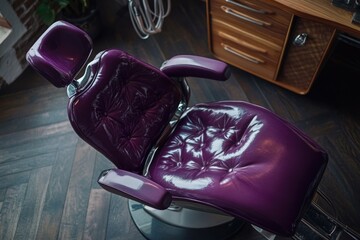 Wall Mural - Purple Chair on Wooden Floor