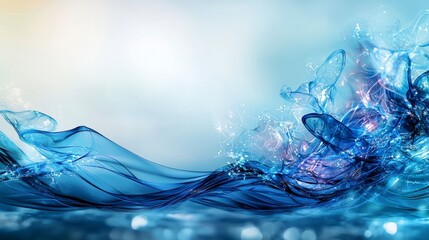 Leinwandbilder - Soft metallic blue waves shimmering in tranquil ocean environment abstract digital art calming viewpoint