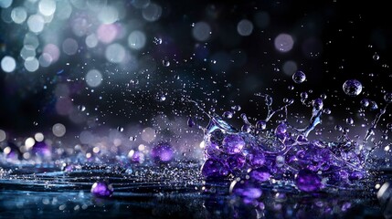 Fototapete - Soft indigo droplets create stunning splash effects in a dark environment fine art photography abstract scene