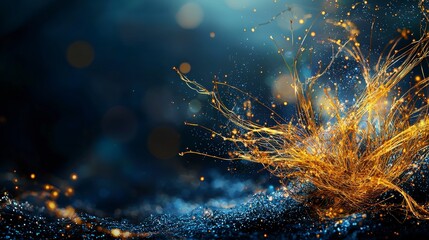 Poster - Vibrant golden threads dance in shimmering waves abstract background digital art colorful atmosphere artistic viewpoint