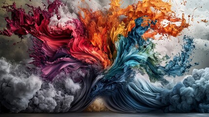 Poster - Vibrant waves of emotion abstract art colorful explosion studio close-up creative expression