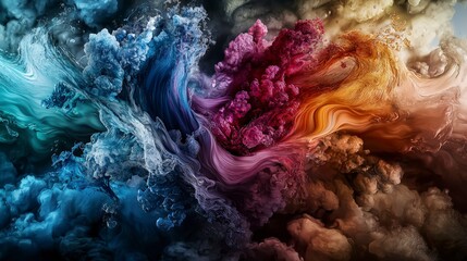 Leinwandbilder - Waves of emotion dancing on a canvas abstract art studio digital artwork vibrant colors close-up view inner feelings