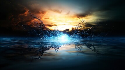 Poster - Waves of shadowy vibrations dissolving edges of calm waters at dusk nature scene tranquil environment artistic view