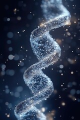 Poster - A mesmerizing abstract representation of a DNA helix, shimmering with sparkling particles, symbolizing life, science, and innovation.
