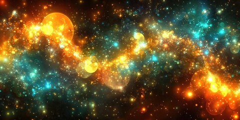 Poster - A vibrant cosmic scene filled with swirling colors and sparkling stars, evoking a sense of wonder, exploration, and the beauty of the universe.