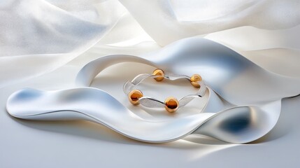 Poster - A light, airy white backdrop with smooth, flowing wave designs in a contemporary look