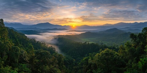 Wall Mural - Sunset Over Valley Landscape