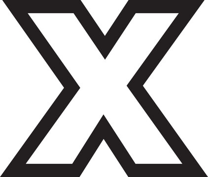 Alphabet Vetor Letter X outline 