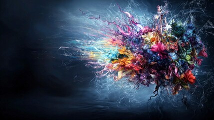 Fototapete - abstract art explosion fragments of aspirations creative space digital painting vibrant colors artis