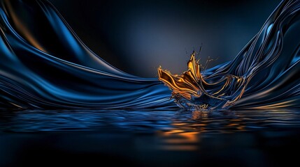 Poster - Dynamic flow of water colors abstract art studio digital imagery close-up fluidity in motion