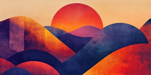 Wall Mural - mountain landscape at sunset