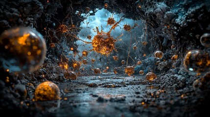 Aufkleber - Corroding rhythmic voids transforming reality's structure abstract art surreal environment mystical atmosphere