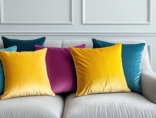 Wall Mural - White Couch with Colorful Pillows