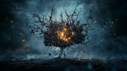 Fototapete - Conceptual vision surreal environment of explosive thought transformation in a dreamlike landscape