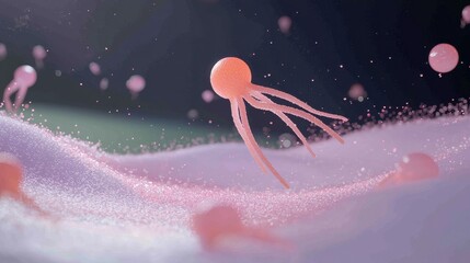 Aufkleber - graceful jellyfish movement in underwater scene ocean 3d animation ethereal close-up marine life