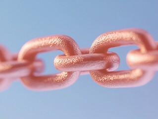 Poster - Industrial chain link close-up blue background macro minimalist environment abstract viewpoint