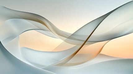 Poster - a sleek modern white background with flowing abstract wave patterns in soft gradients.