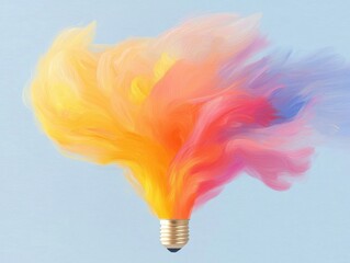 Poster - Creative energy explosion colorful light bulb concept studio setting digital art abstract design