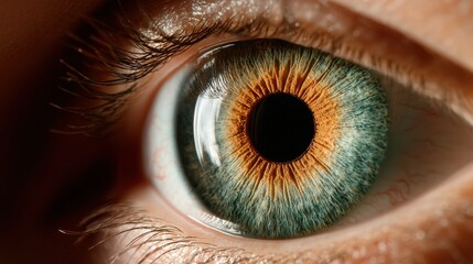 Poster - Close-up of human eye showing intricate iris patterns studio setting macro detailed view vision concept