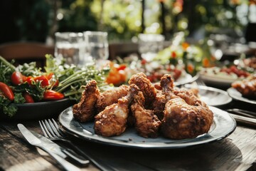 Wall Mural - Fried Chicken and Salad