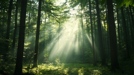  Sunbeams in Mystical Forest Lush Greenery, Crepuscular Rays, Tranquil Nature Photography, Forest Photography, Nature Photography Forest,Nature