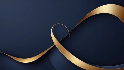Aufkleber - Elegant Gold Ribbon Accent on Deep Blue Background for Sophisticated Design