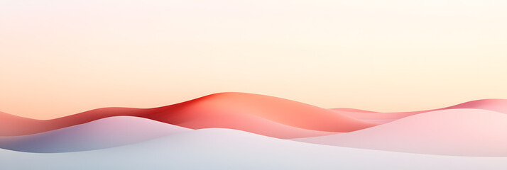 Poster - Abstract Pastel Landscape: Soft, flowing curves in shades of pink, coral, and blue create a dreamy, ethereal atmosphere. Serene and calming waves.