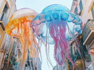 Wall Mural - Jellyfish in mid-air