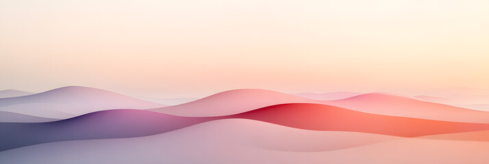 Aufkleber - Abstract undulating landscape with soft pastel gradients, suggesting a tranquil and dreamlike environment. The smooth, flowing shapes evoke calmness.
