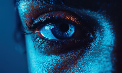 Poster - A Stunning Closeup of a Human Eye Capturing Intricate Details and Vivid Colors, Evoking Emotion and Depth in a Striking, Artistic Portrait