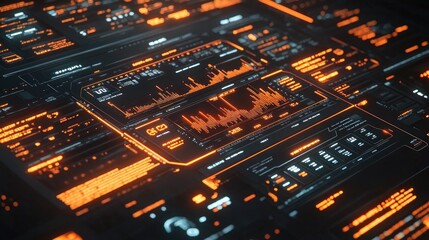 Poster - Digital economy graph with futuristic glowing lines, real-time analytics, and stock performance data.