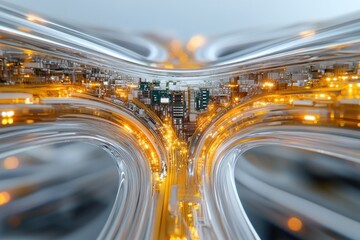 Poster - Abstract Futuristic Circuit Board Design: A Digital Art Visualization