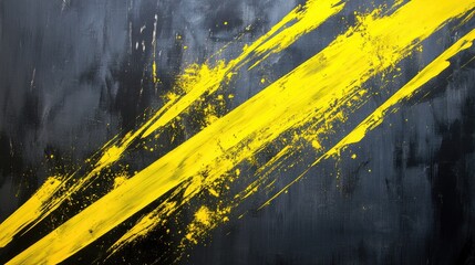Leinwandbilder - Dynamic abstract composition with bold yellow streaks over a muted gray backdrop.