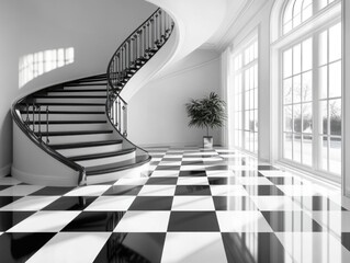 Wall Mural - Black and White Staircase