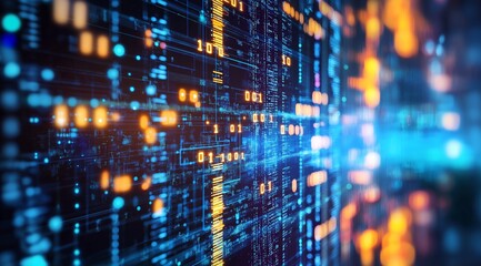 Fototapete - A beauty futuristic abstract background in a high-tech style. Shining lines and patterns resembling neural networks, connections, and digital circuits.