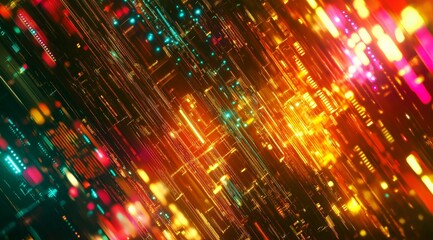 Fototapete - A beauty futuristic abstract background in a high-tech style. Shining lines and patterns resembling neural networks, connections, and digital circuits.
